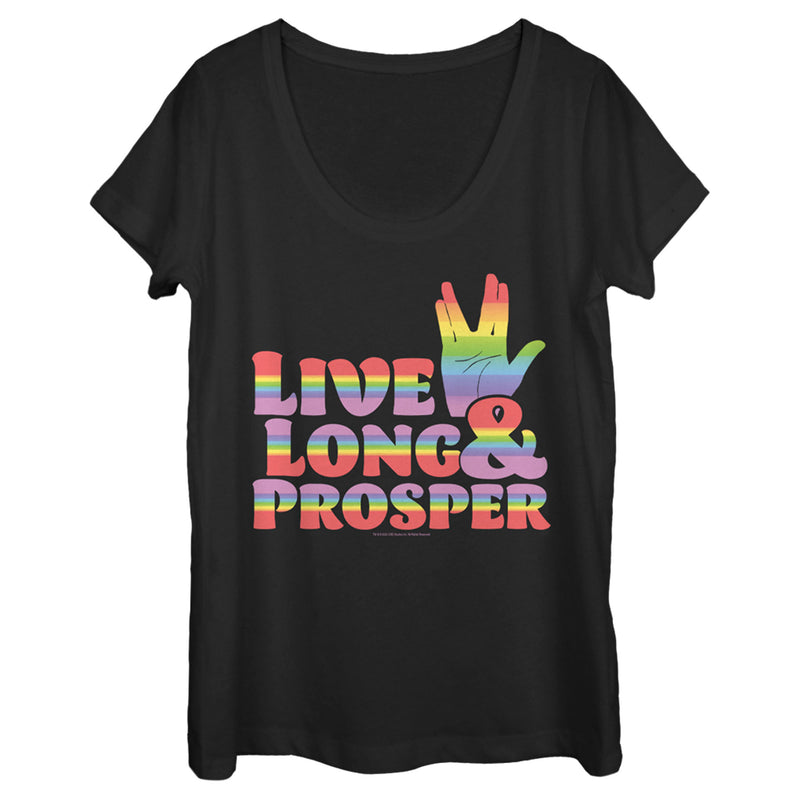 Women's Star Trek: The Original Series Live Long and Prosper Rainbow Hand Scoop Neck