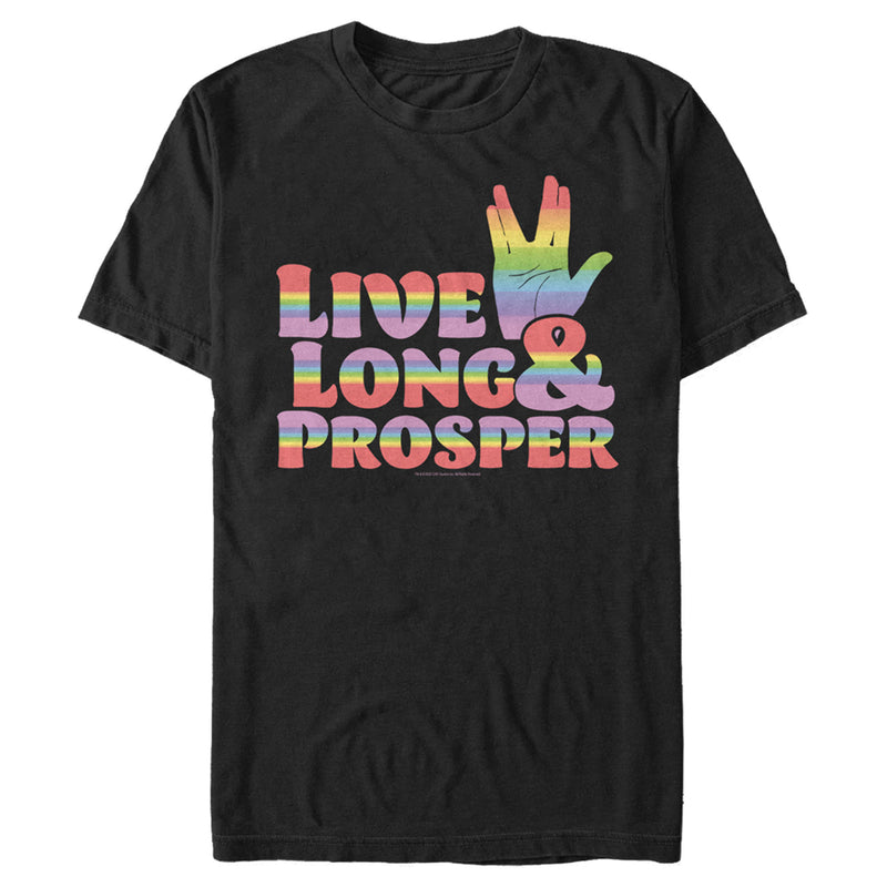 Men's Star Trek Live Long and Prosper Rainbow Hand T-Shirt