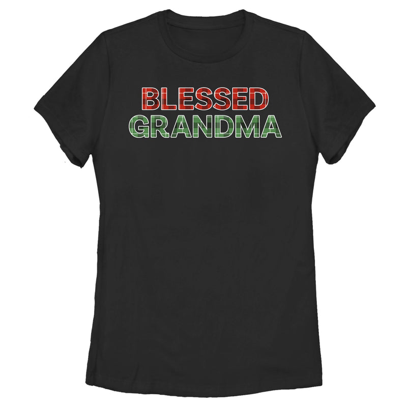 Women's Lost Gods Christmas Plaid Blessed Grandma T-Shirt