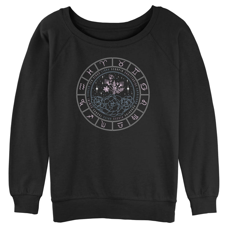 Junior's Lost Gods Floral Astrological Wheel Sweatshirt