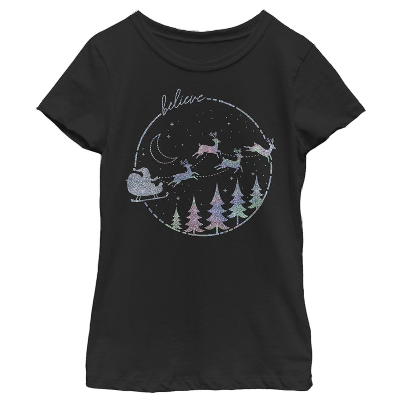 Girl's Lost Gods Believe Christmas Sleigh T-Shirt