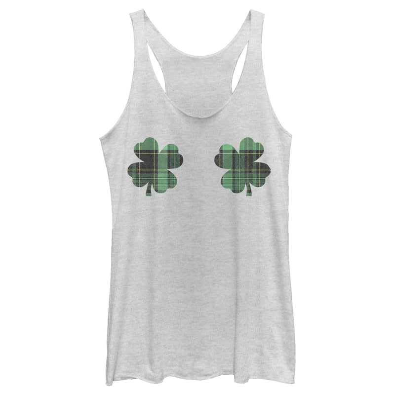 Women's Lost Gods Plaid Shamrocks Chest Racerback Tank Top