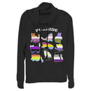 Junior's Lost Gods Cat Silhouette Flags Cowl Neck Sweatshirt