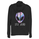 Junior's Lost Gods Stay Weird Galaxy Alien Cowl Neck Sweatshirt