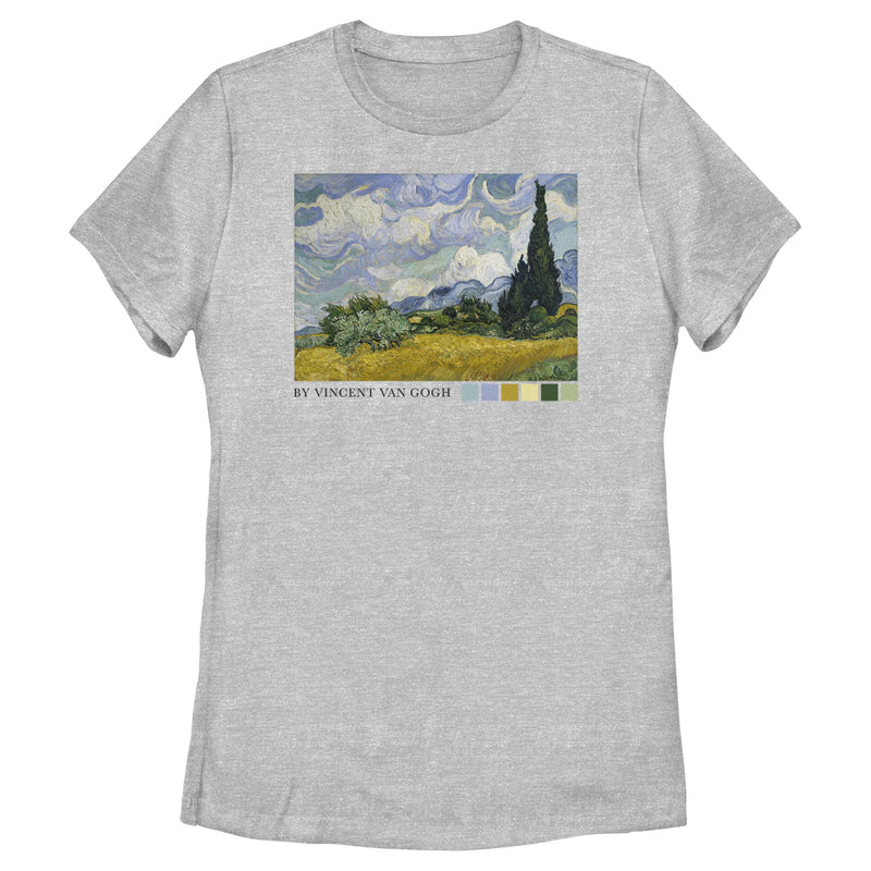 Women's Lost Gods Vincent Van Gogh Wheat Field with Cypresses T-Shirt