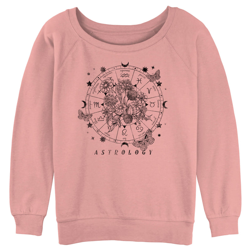 Junior's Lost Gods Astrology Decorative Wheel Sweatshirt