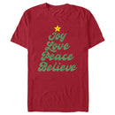 Men's Lost Gods Distressed Joy Love Peace Believe Tree T-Shirt