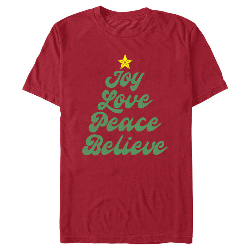 Men's Lost Gods Distressed Joy Love Peace Believe Tree T-Shirt