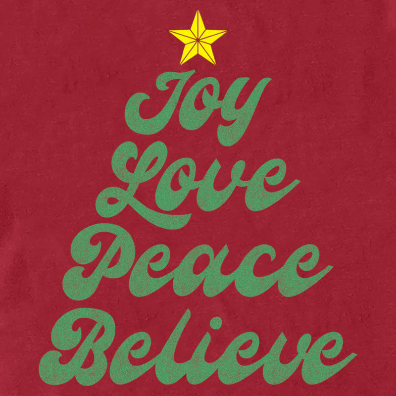 Men's Lost Gods Distressed Joy Love Peace Believe Tree T-Shirt