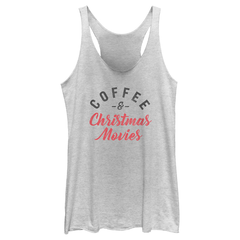 Women's Lost Gods Distressed Coffee and Christmas Movies Racerback Tank Top