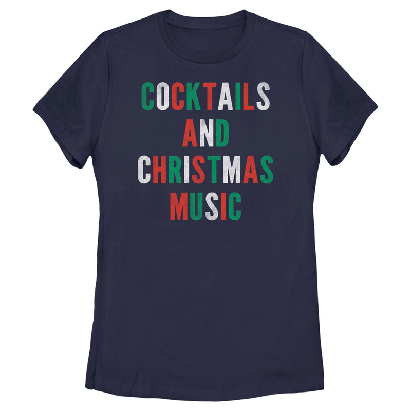 Women's Lost Gods Distressed Cocktails and Christmas Music T-Shirt