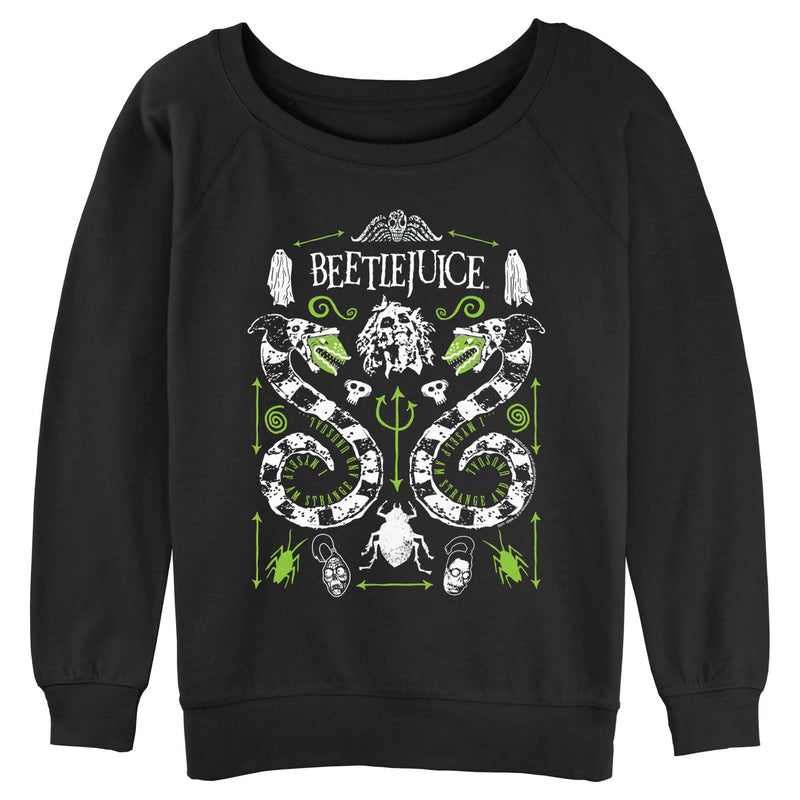 Junior's Beetlejuice Sandworm and Betelgeuse Symmetrical Sweatshirt