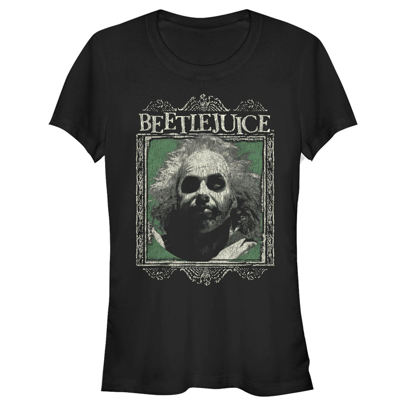 Junior's Beetlejuice Distressed Portrait Frame T-Shirt