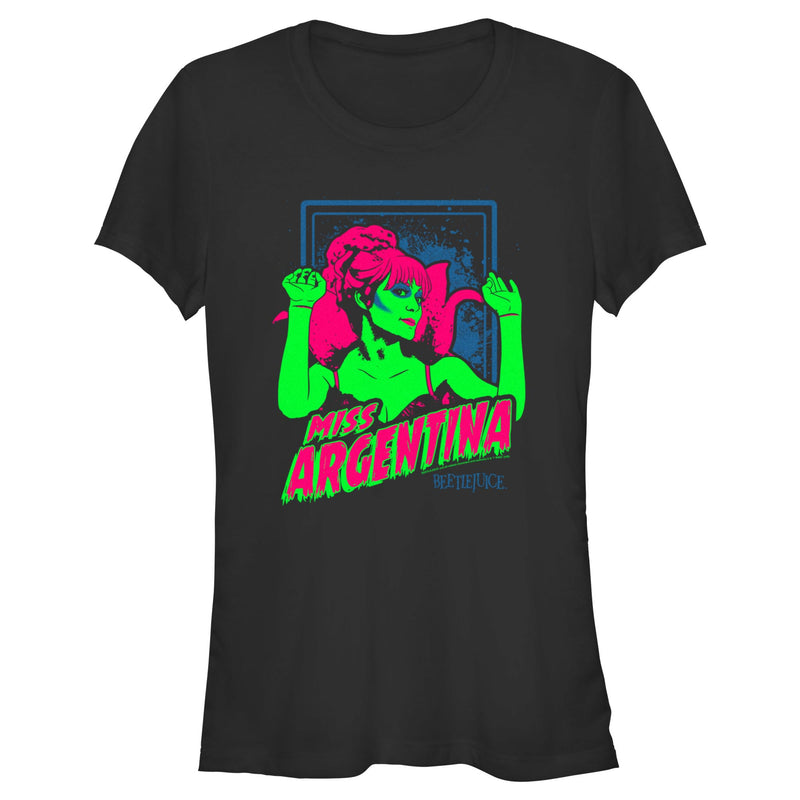 Junior's Beetlejuice Neon Miss Argentina T-Shirt