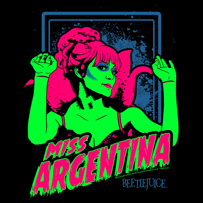 Junior's Beetlejuice Neon Miss Argentina T-Shirt