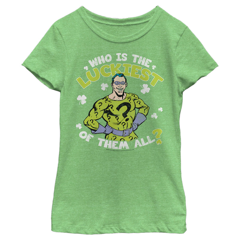 Girl's Batman St. Patrick's Day Riddler Who is the Luckiest of Them All? T-Shirt