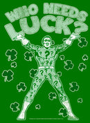 Men's Batman St. Patrick's Day Riddler Who Needs Luck Distressed T-Shirt