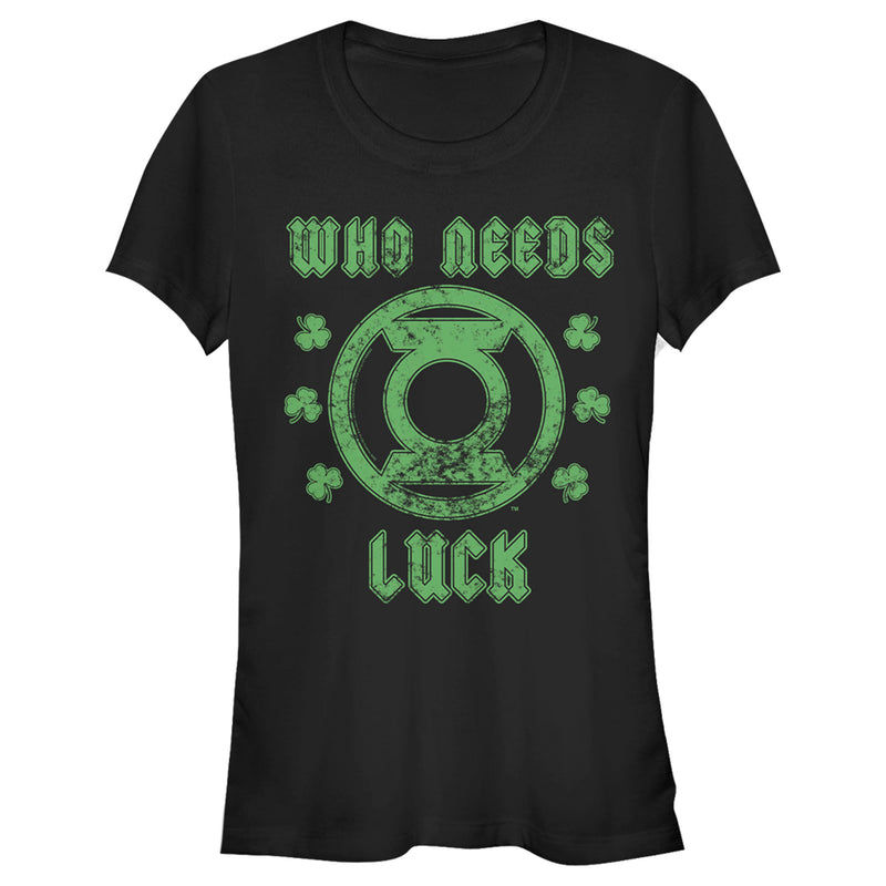 Junior's Green Lantern St. Patrick's Day Who Needs Luck Distressed T-Shirt