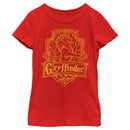 Girl's Harry Potter Gryffindor Line Art Crest T-Shirt