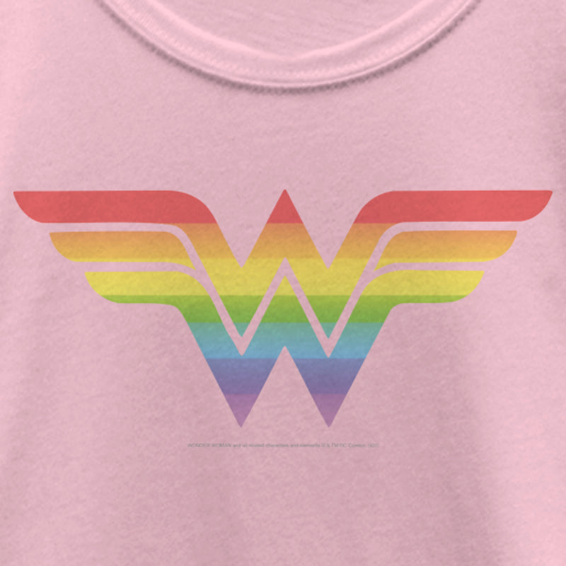 Girl's Wonder Woman Rainbow Classic Logo T-Shirt