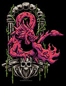 Junior's Dungeons & Dragons Red Dragon Logon On Top of Skull T-Shirt