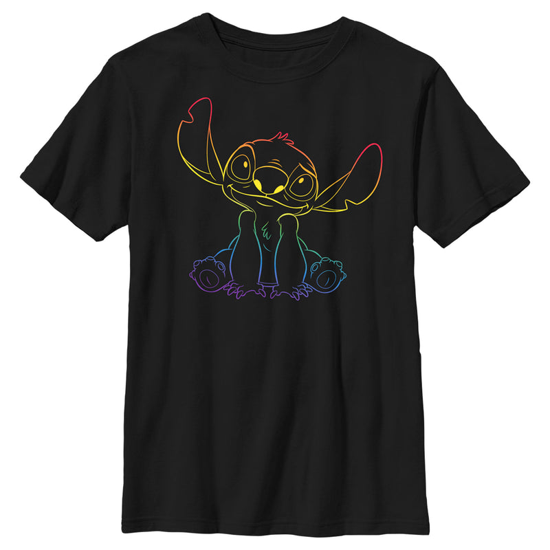 Boy's Lilo & Stitch Sitting Cute with Rainbow Pride T-Shirt