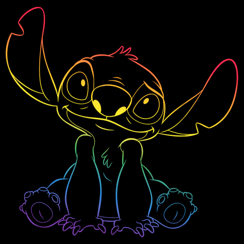 Boy's Lilo & Stitch Sitting Cute with Rainbow Pride T-Shirt