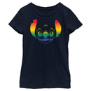 Girl's Lilo & Stitch Big Face Rainbow Pride T-Shirt