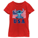 Girl's Lilo & Stitch Distressed Red, White, and Blue T-Shirt