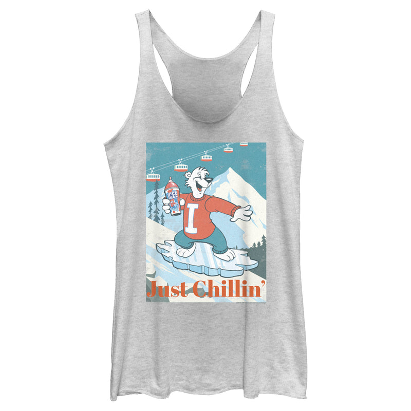 Women's ICEE Bear Just Chillin' while Iceboarding Racerback Tank Top