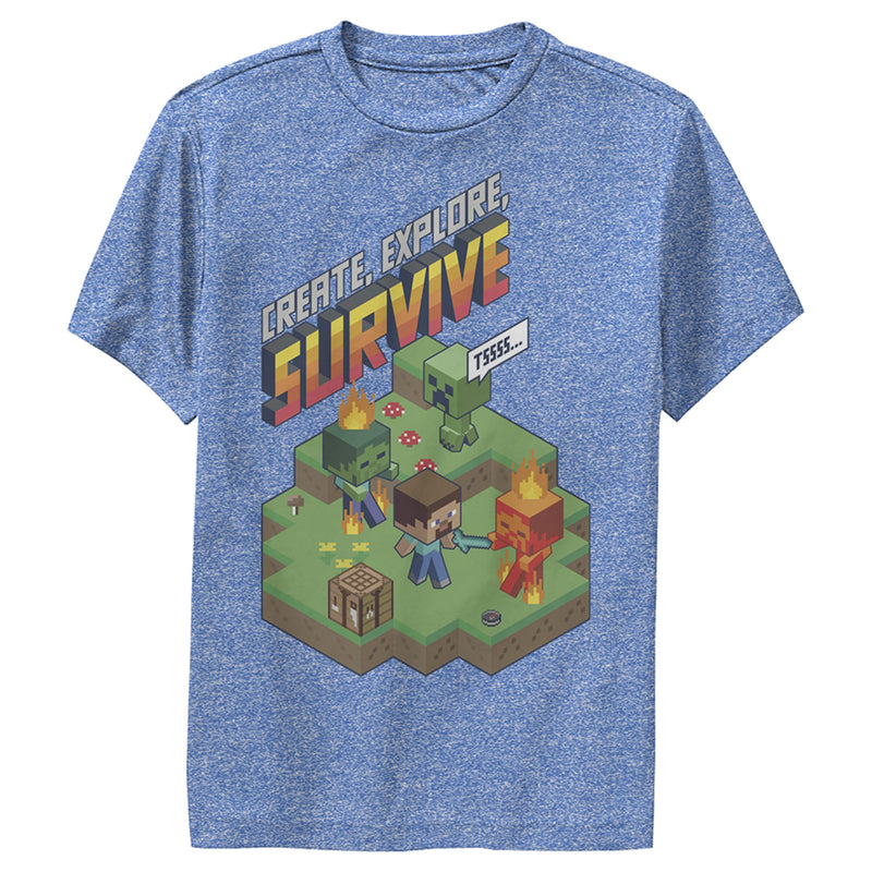 Boy's Minecraft Steve Create Explore Survive Performance Tee