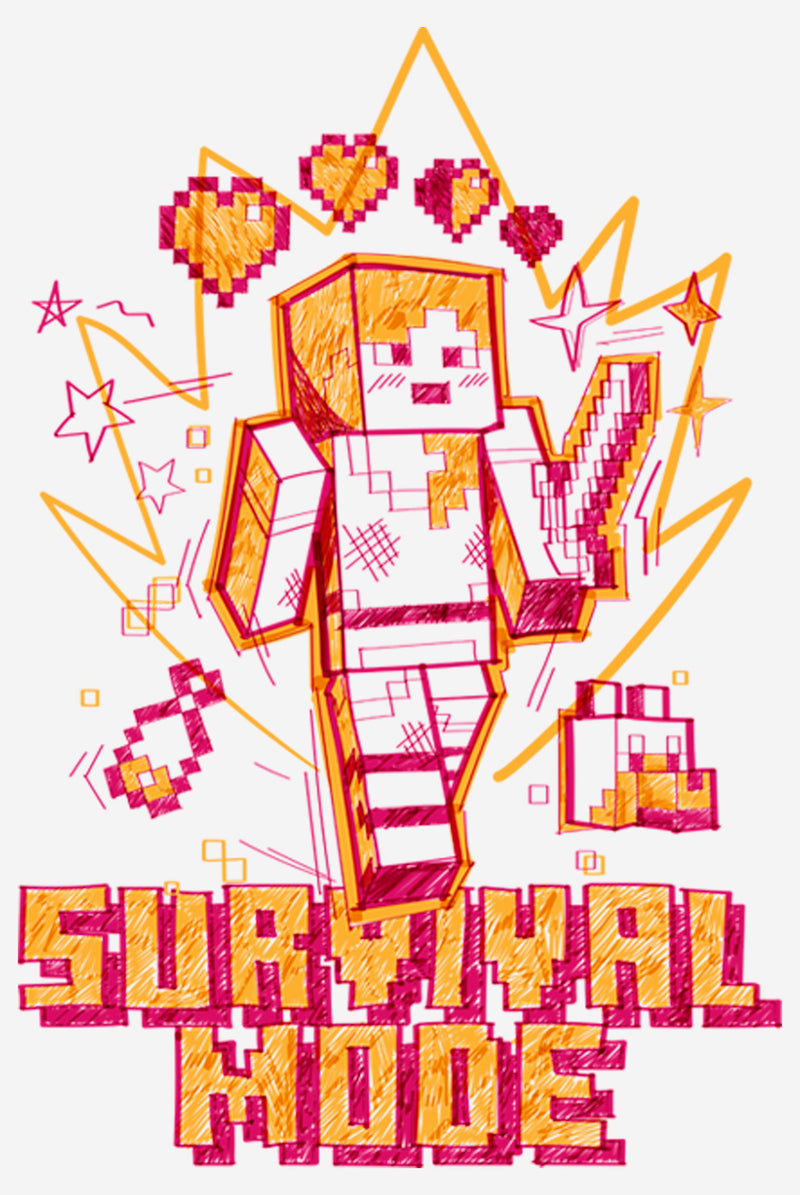 Women's Minecraft Survival Mode Sketch T-Shirt