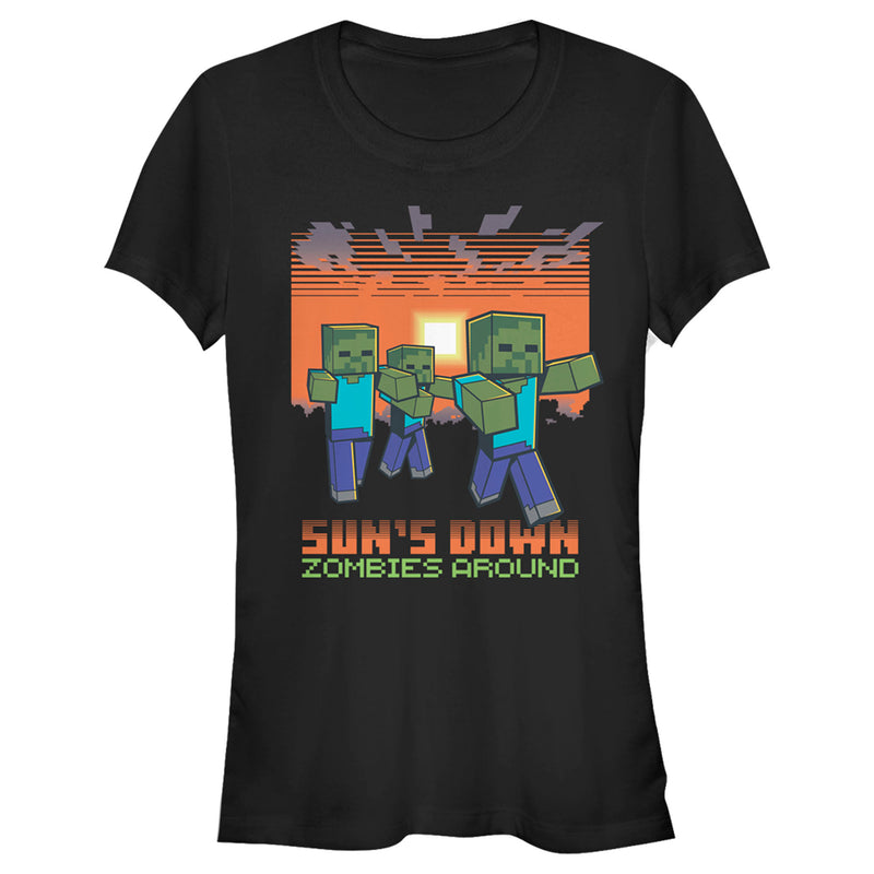 Junior's Minecraft Sun's Down Zombies Around T-Shirt