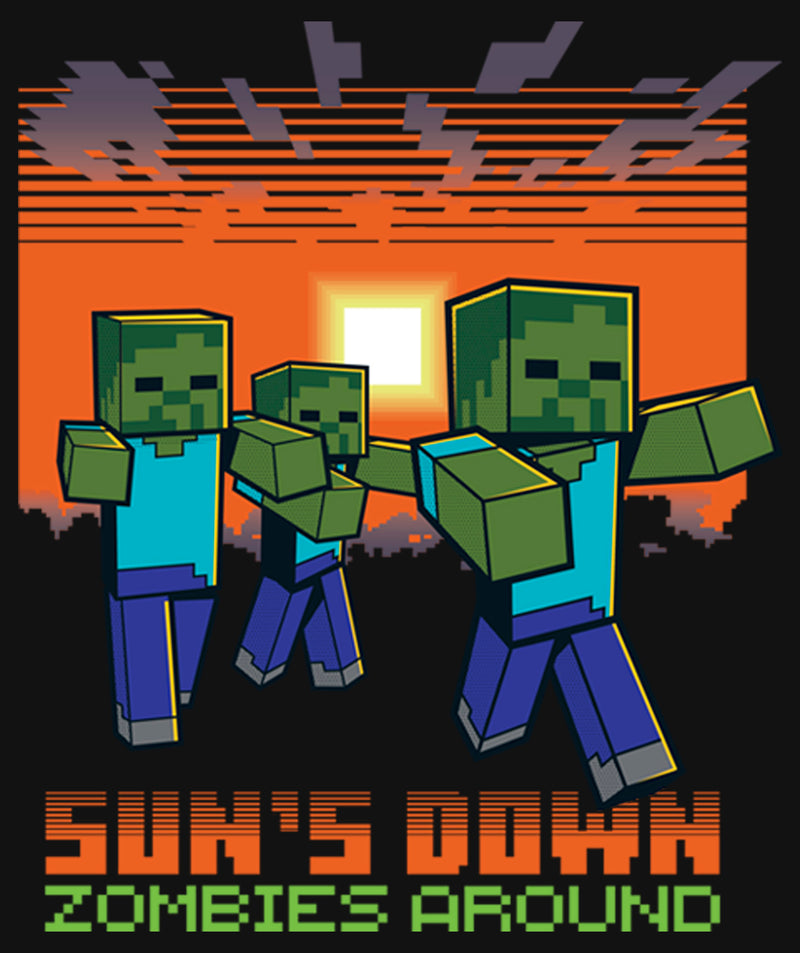 Girl's Minecraft Sun's Down Zombies Around T-Shirt