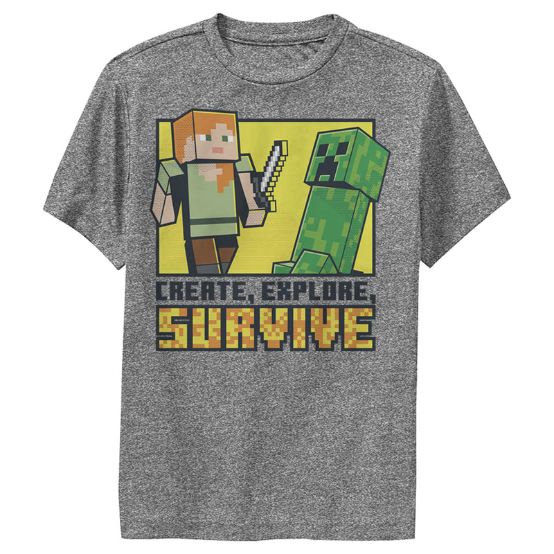 Boy's Minecraft Create Explore Survive Performance Tee