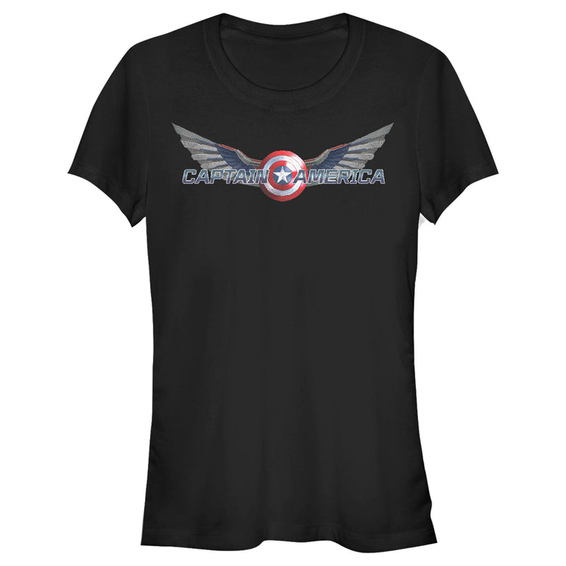 Junior's Marvel The Falcon and the Winter Soldier Captain America Shield with Wings T-Shirt