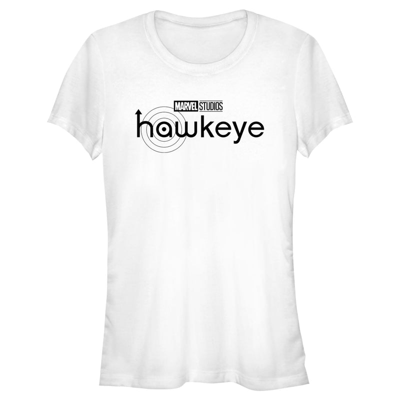 Junior's Marvel Hawkeye Black and White Logo T-Shirt