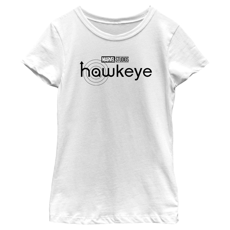 Girl's Marvel Hawkeye Black and White Logo T-Shirt