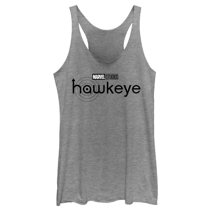 Women's Marvel Hawkeye Black and White Logo Racerback Tank Top