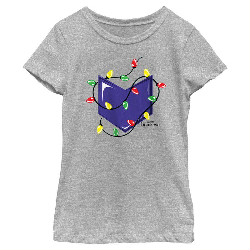 Girl's Marvel Hawkeye Arrow Icon Christmas Lights T-Shirt