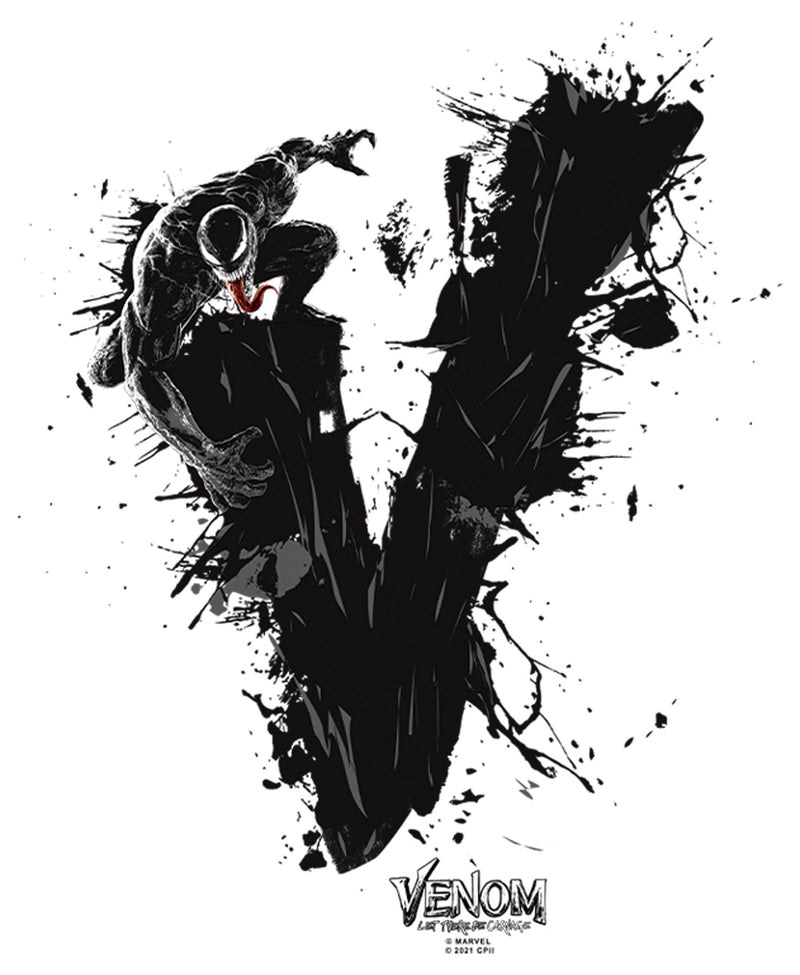 Junior's Marvel Venom: Let There be Carnage Black V Splatter T-Shirt