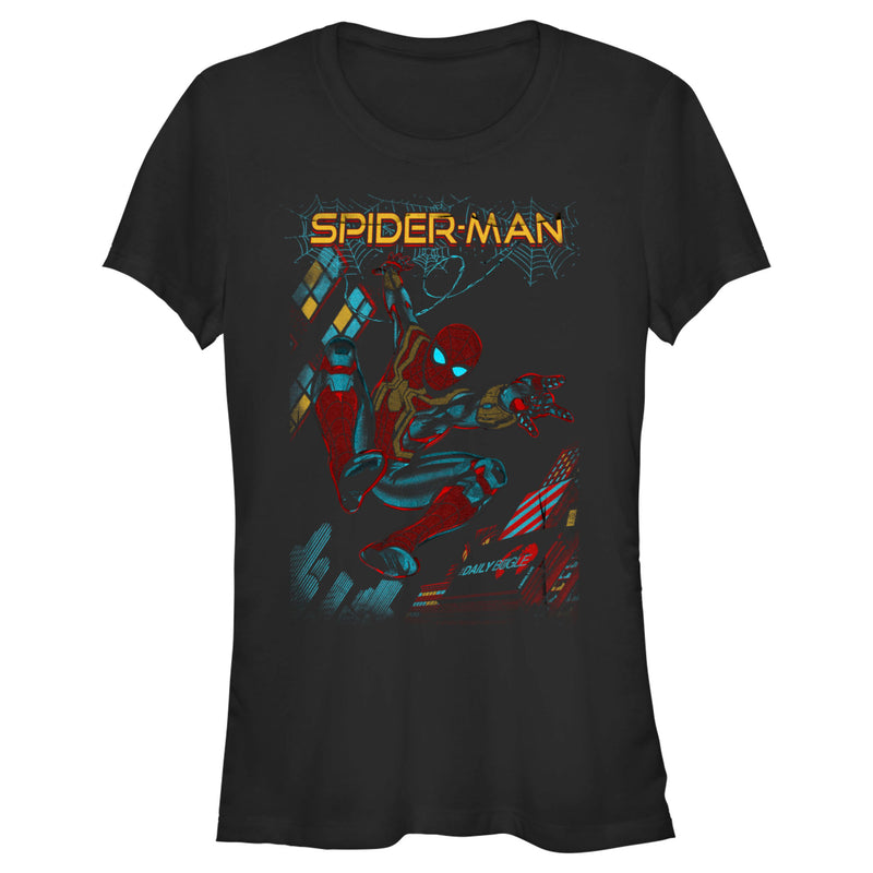 Junior's Marvel Spider-Man: No Way Home Slinging Cover T-Shirt