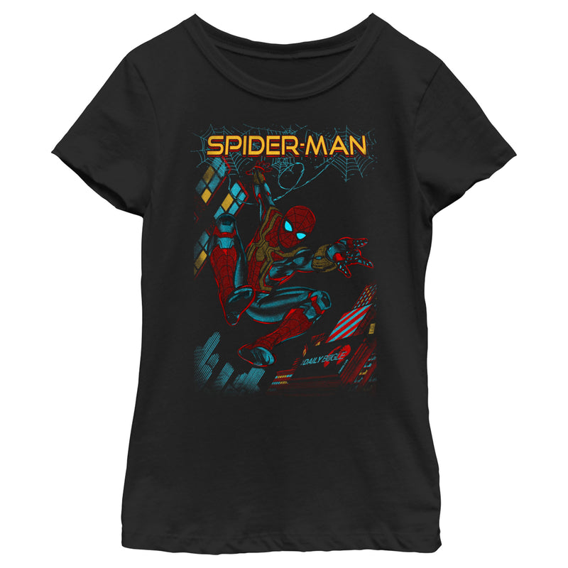 Girl's Marvel Spider-Man: No Way Home Slinging Cover T-Shirt