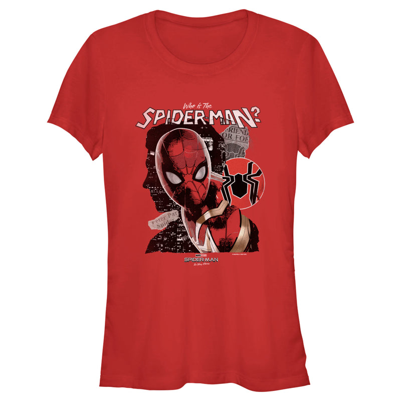 Junior's Marvel Spider-Man: No Way Home Who is the Spider-Man T-Shirt