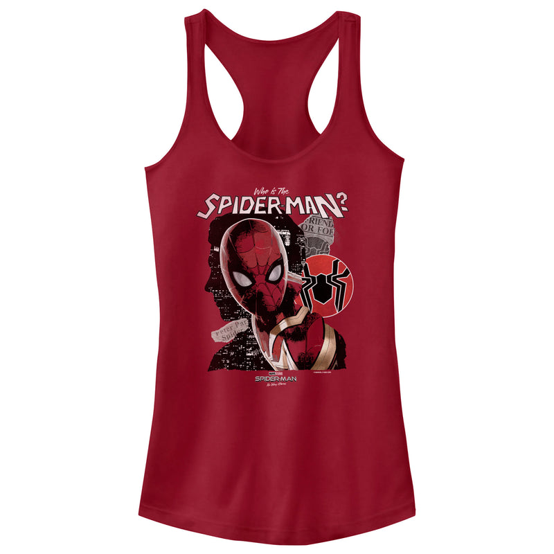 Junior's Marvel Spider-Man: No Way Home Who is the Spider-Man Racerback Tank Top