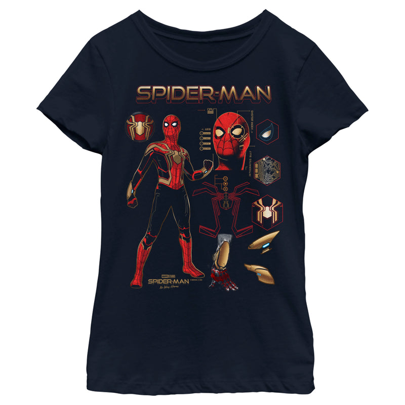 Girl's Marvel Spider-Man: No Way Home Iron Suit Gear T-Shirt