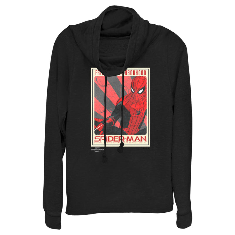 Junior's Marvel Spider-Man: No Way Home Friendly Neighborhood Poster Cowl Neck Sweatshirt