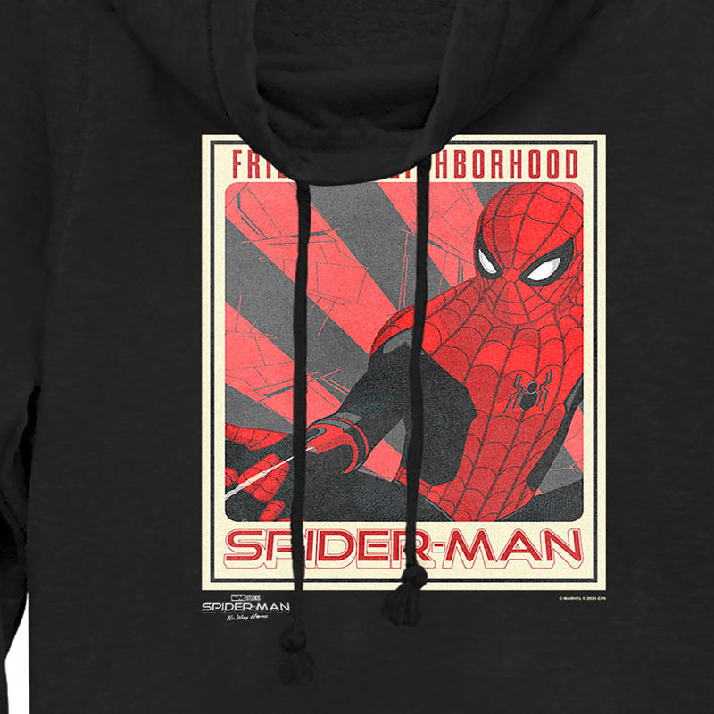 Junior's Marvel Spider-Man: No Way Home Friendly Neighborhood Poster Cowl Neck Sweatshirt