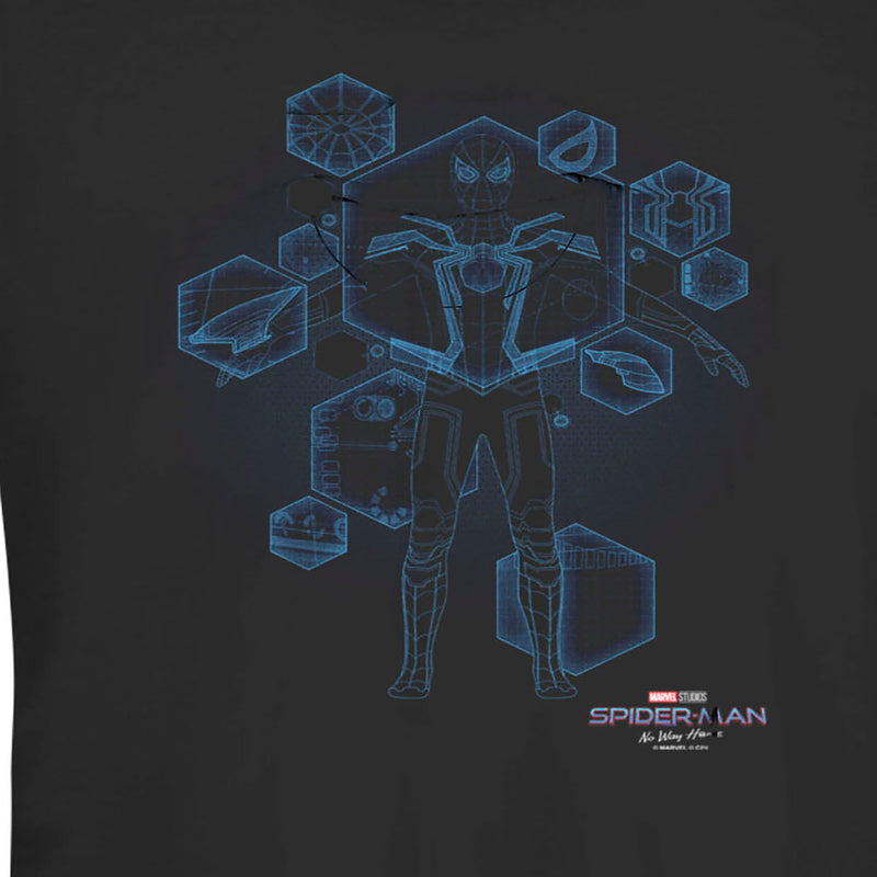 Junior's Marvel Spider-Man: No Way Home Black Suit Blueprint T-Shirt