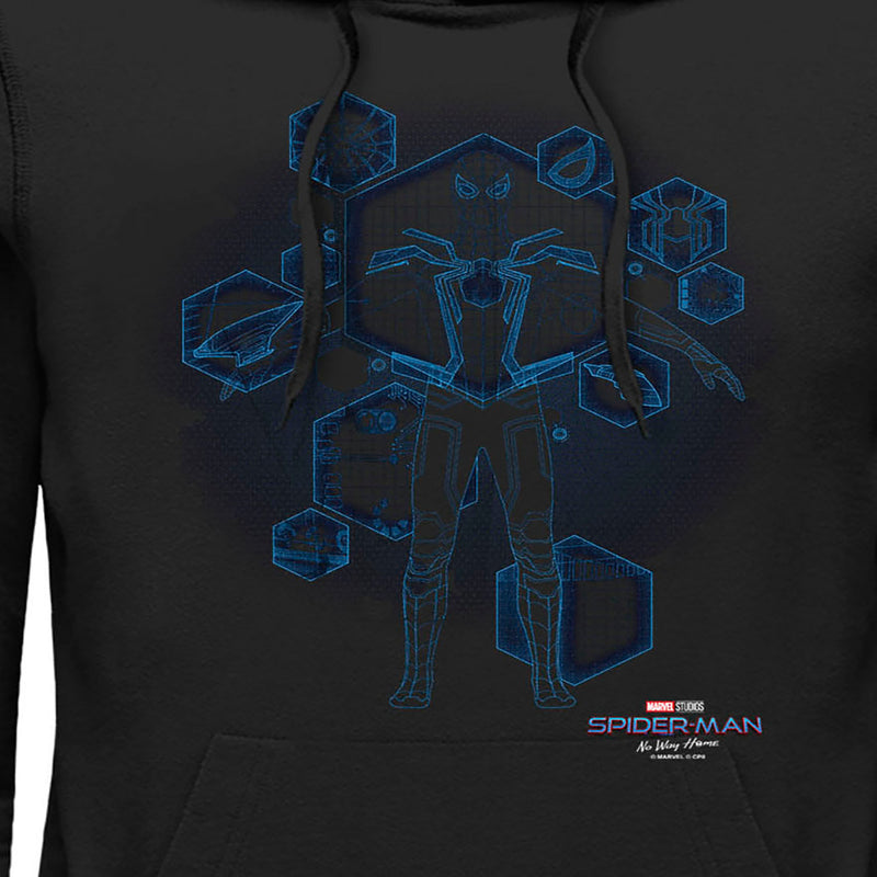 Men's Marvel Spider-Man: No Way Home Black Suit Blueprint Pull Over Hoodie